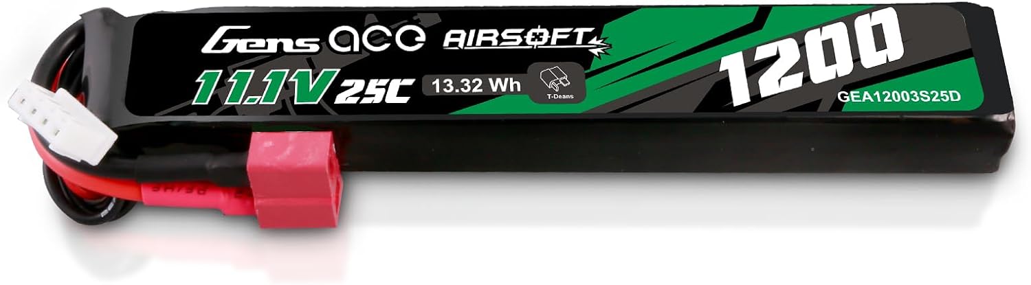 Gens Ace 3S 11,1 V 1200 mAh 25C LiPo akumulator LiPo z wtyczką T Deans do standardowych replik Airsoft/AEG