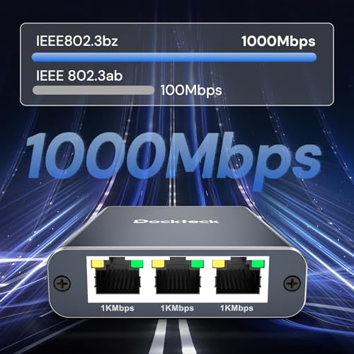 Image of Ethernet Splitter 1 to 3 1000Mbps, Dockteck Internet Cable Splitter 1 in 3 Out High Speed Switch Network Gigabit for LAN RJ45 Port Router Switch Work with Cat5 /5e /6 /7 /8 Cable(Silver Grey)