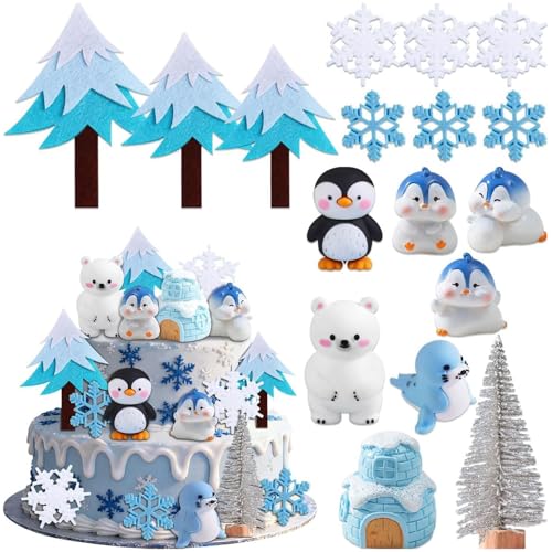 Gâteaux d'anniversaire ours blanc et pingouin pour fête bébé