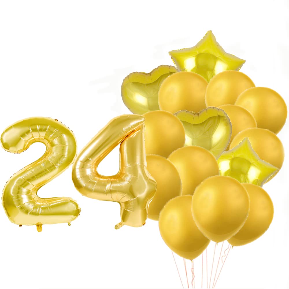 Amazon Co Jp Sfsl 24歳の誕生日デコレーションパーティー用品 ゴールド数字24バルーン ホイルマイラーバルーン ラテックスバルーン 女子 女性 男性 写真小道具に最適な24歳の誕生日プレゼント おもちゃ