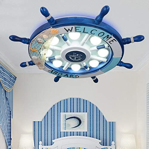 LITFAD Modern Ceiling Light 25" Rubber Design Nautical Style Flushmount Pendant Light in Blue Finish for Kid's Bedroom,Children's Room,Kids Bedroom,UL Listed