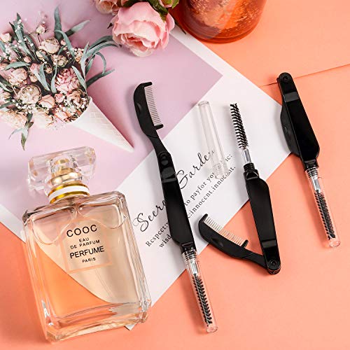4 Pieces Eyelash Combs Eyebrow Combs Foldable Stainless Steel Teeth Brow Brushes Mascara Brushes Eyebrow Spoolie Grooming Brushes Makeup Tool, Black #TOP5