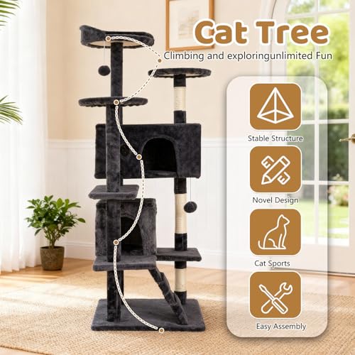 Árbol para gatos BestOffice de 54 pulgadas multi-niveles miniatura 4