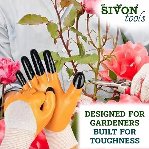 Image of SIVON Gardening Gloves for Digging & Planting | Cut Resistant Gloves for Nursery Plants | Reusable Garden Farming Gloves | Gloves for Digging, Planting & Pruning