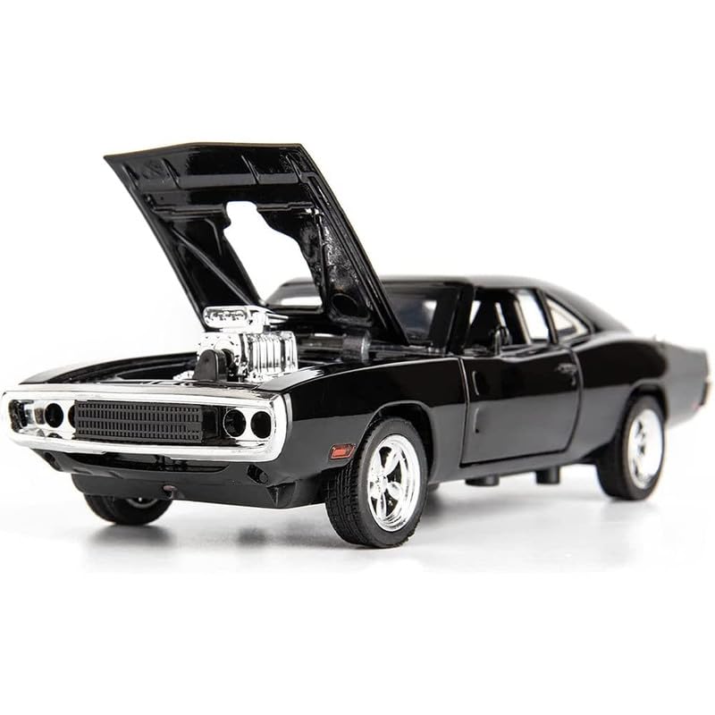 Image of Kids Model 1:32 Fast & Furious 7 Die Cast Metal Car Pull Back Action Opening Doors with Realistic Engine Sound Lights Toy Car Gift for Boys - Black