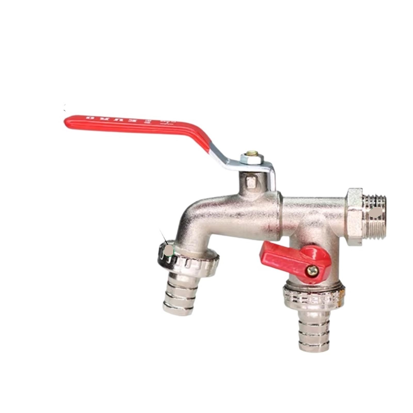 Grifo Jardin Manija de grifo jardín 1/2" a 3/4" for tanque IBC, agua metálico con rosca gruesa S60, adaptador 1-2 vías, válvula bola, suministros jardinería(Color 04)