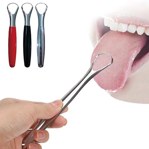 SUCADA Raspador de lengua, limpiador de lengua para curar el mal aliento, raspador de lengua de metal para adultos, raspador de lengua de acero