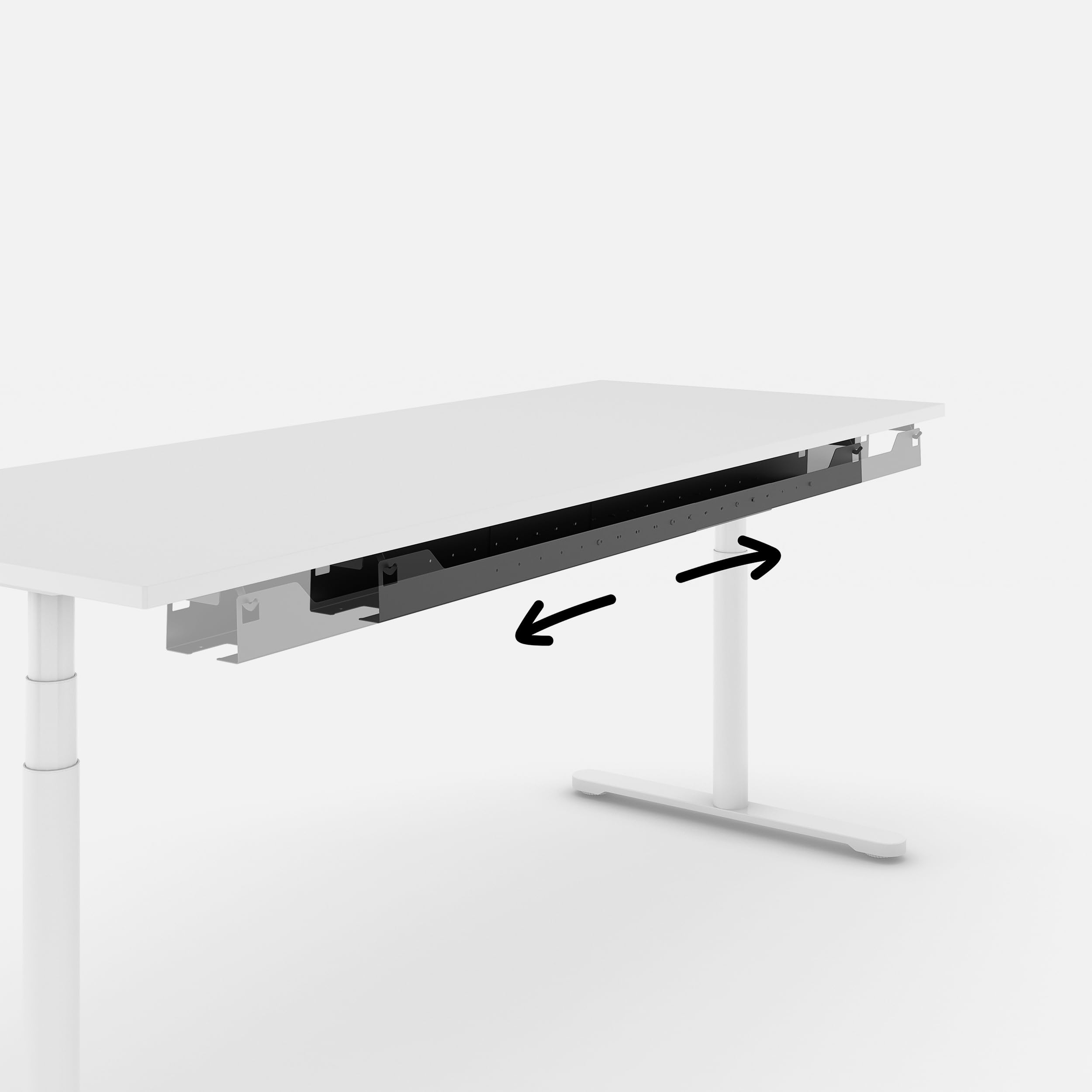 Kabelwanne Stretch – Flexible und Universelle Kabelführung für Schreibtische, Einfache Montage, breitenverstellbar 104cm - 184cm, Schwarz