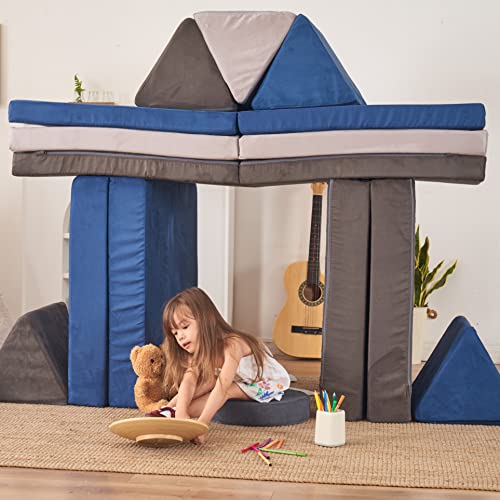 Jela Kids Couch Extended Size 10Pcs With Futons, Floor Couch Floor Sofa Modular Furniture For Kids And Adults, Modular Foam Play Couch, Modular Sectional Sofa Charcoal #TOP6