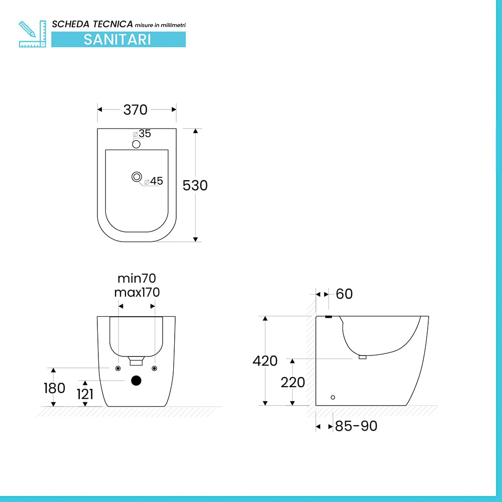 Sanitari Filomuro Serie Kayra WC In Ceramica Bianco Lucido Scarico Rimless Completo Di Copriwc Slim Soft-Close