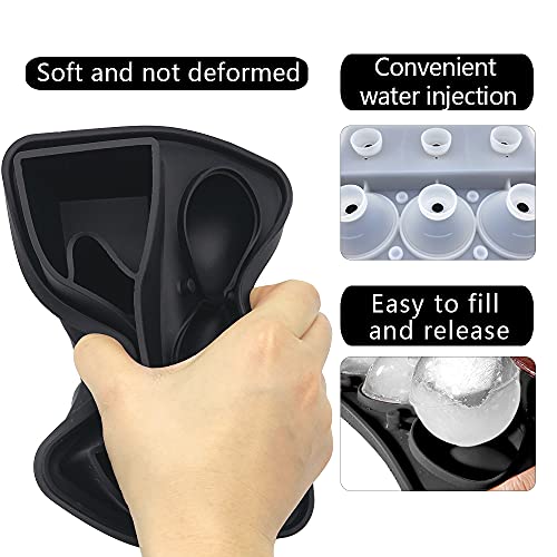 Hancelant Ice Cube Molds Tray, Large Silicone Whiskey Ice Mold, Round Sphere Ice Ball Maker & Square Ice Trays For Cocktails,Bourbon,Brandy, Whiskey Gift For Men #TOP4