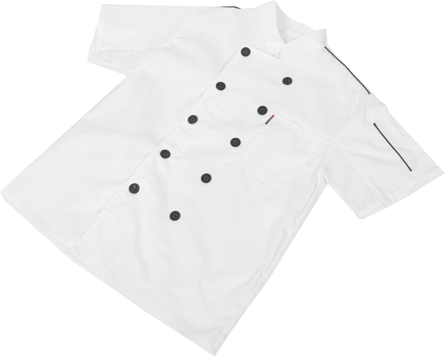 Short Sleeve Chef Jacket for Men, Polyester Stain-resistant Uniform with Stand-up Collar, Oil-repellent Design for Restaurant and Kitchen Use, Professional and Stylish Workwear