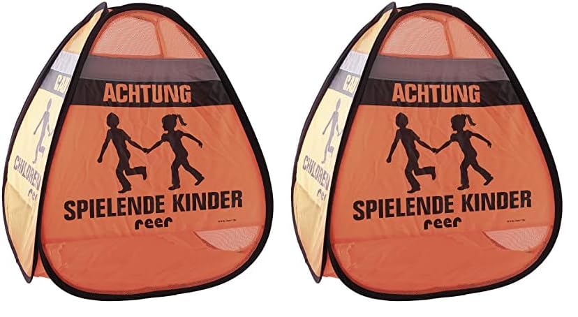 Reer 72470 3D-Straßenwarnschild, Spielende Kinder, Polyester (Packung mit 2)