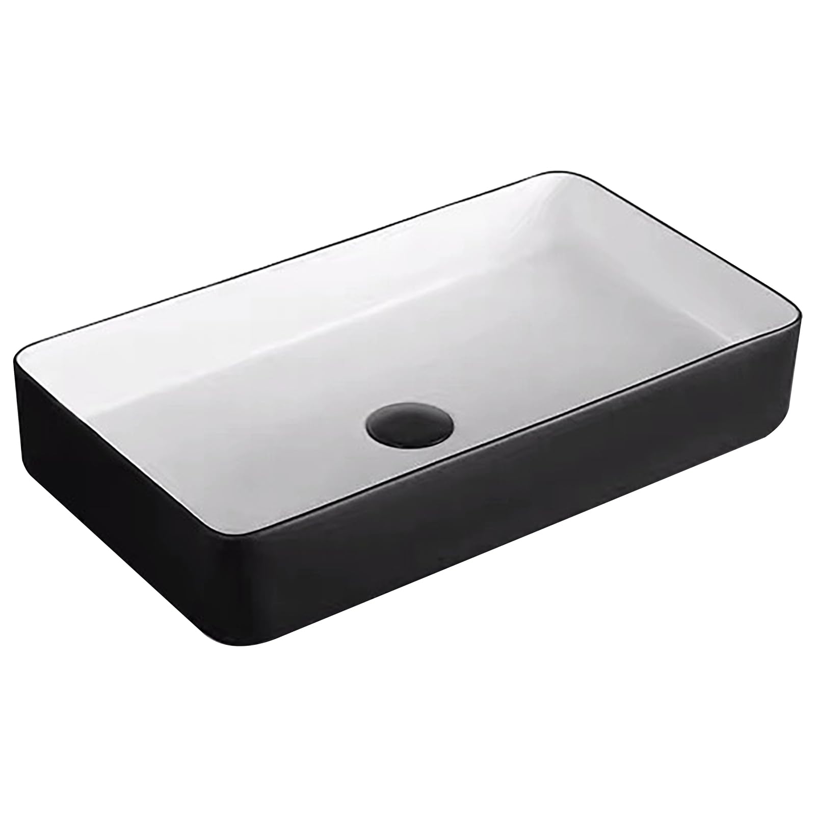 Sink Bowl for Bathroom Ceramic, Modern Bathroom Vanity Vessel Sink with Smooth Surface, Above Counter Sink Basin Easy to Install, for Cloakroom, Powder Room L(K