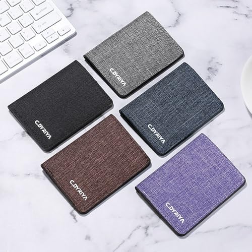 Women Men Short Wallet Card Holder Canvas Bifold Multi-purpose Zippered Purse Coin Purse4