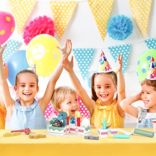Ainiv Wooden Birthday Cake, Pretend Role Play DIY Cake Toys, Birthday Cake Cutting Toys With Removable Candles and Decorative Elements, Fake Cake Tea Party Set for 3+ Year Olds - Image 6