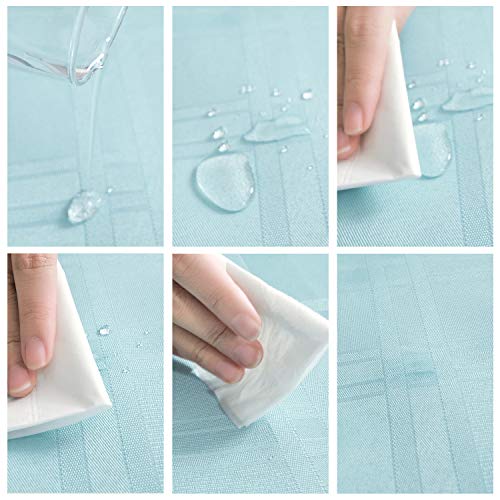 Jucfhy Soild Plaid Jacquard Spring Table Cloth Elegance Wrinkle Resistant Contemporary Woven Decorative Tablecloths, Spillproof Soil Resistant Holiday Table Cover, 60 X 120, Turquoise #TOP2