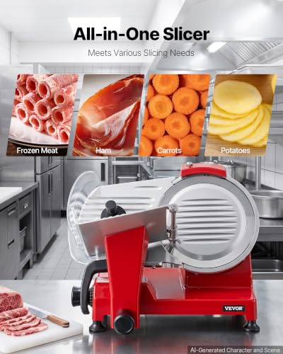Image of VEVOR Commercial Meat Slicer 340W Electric Deli Food Slicer 10 inch Blade