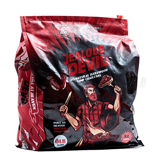 Jealous Devil 100% All Natural Hardwood Lump Charcoal for Grilling and Smoking, 8 Pound Bag