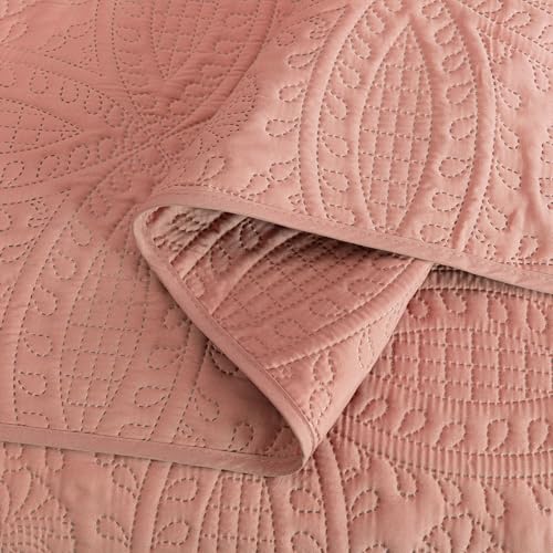 Image of Chezmoi Collection Austin 3-piece Oversized Bedspread Coverlet Set (Queen, Salmon)