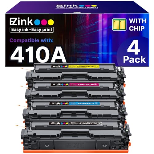 E-Z Ink 410A Toner Cartridge High Yield Replacement for HP 410A CF410A 410X CF411A CF412A CF413A for HP Color Laserjet Pro MFP M477fnw Toner M477fdw M477fdn M452dn M452nw M477 M377 Printer (