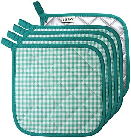 5 PCS Pot Holders for Kitchen, Cotton Potholers with Great Heat Resistance, Hot Pads, Trivets for Cooking and Baking Green