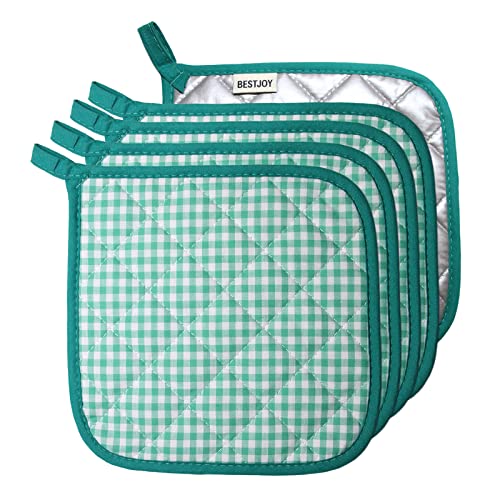5 Pcs Pot Holders For Kitchen, Cotton Potholers With Great Heat Resistance, Hot Pads, Trivets For Cooking And Baking Green #TOP6