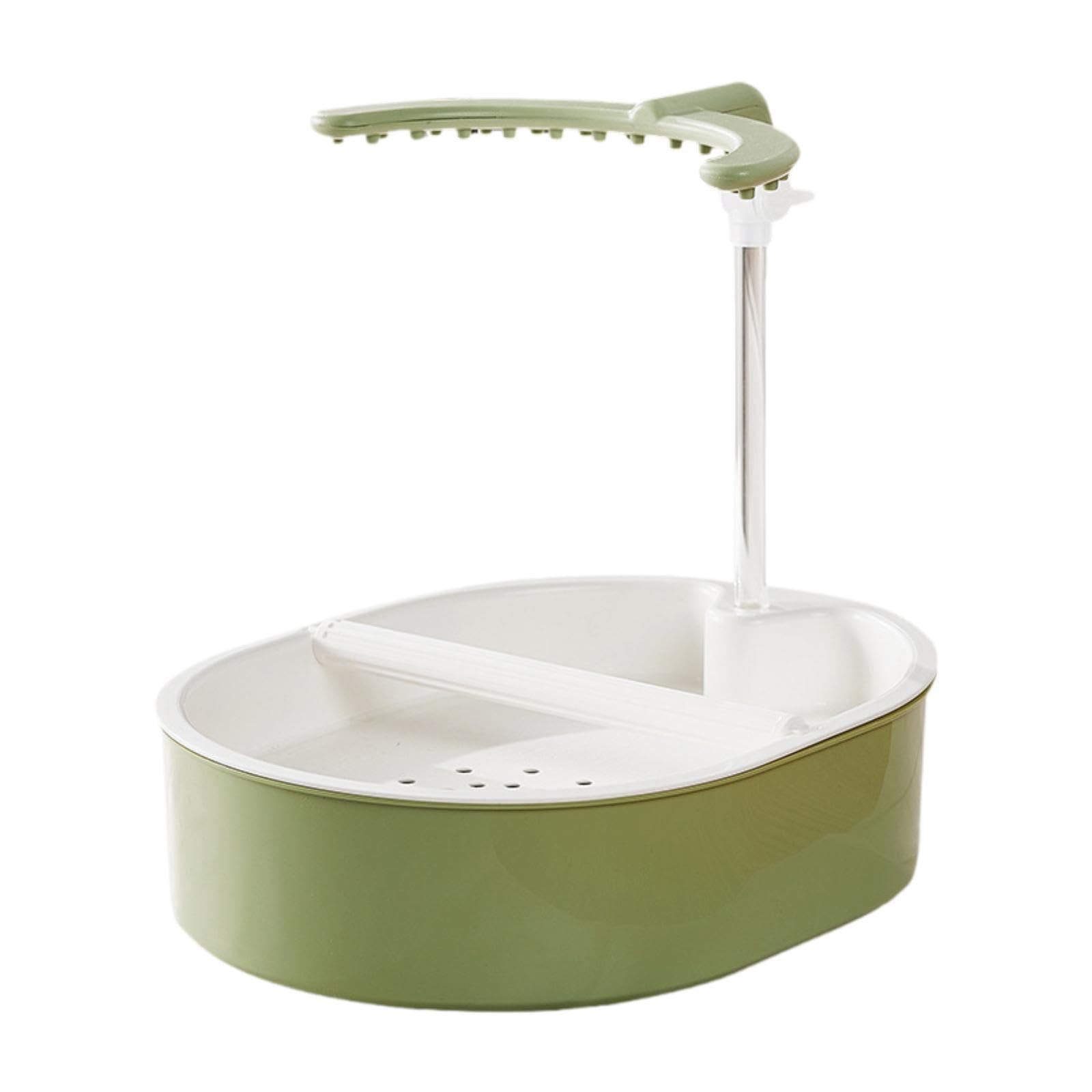 Baño Automático Ajustable para Loros, Bandeja Espaciosa, Fácil Montaje, Compatible con Parejas, Baño Higiénico para Agapornis, Verde