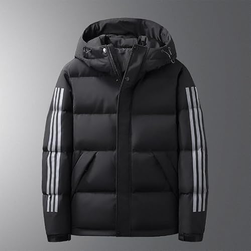 BoShiNuo Jaqueta masculina com capuz de inverno para homens jovens, casual, resistente ao frio, agas