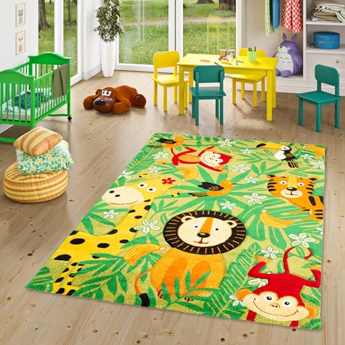Pergamon Maui Kids - Tapis pour Enfant - Safari Vert - 5 Tailles