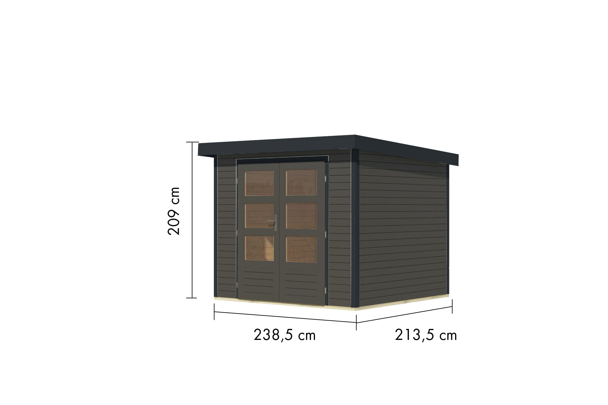 Karibu Gartenhaus Hollywood aus Metall + Holz, in 2 Größen und 3 Farben, optional mit Anbaudach (anthrazit, XL)