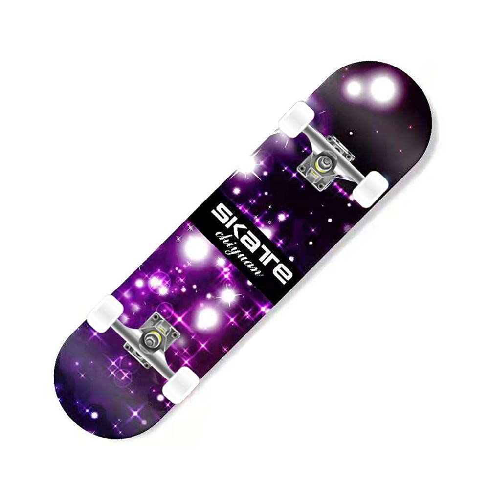 Skateboards Pro, Skateboard Complet 31 x 8 Pouces, érable Canadien à 8 Couches, Double Planche de Kick concave Cruiser Trick Skateboard pour Enfants débutants Adultes
