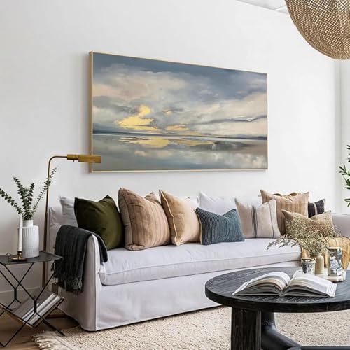 Impression murale côtière encadrée 55x110 cm avec un coucher de soleil sur la plage