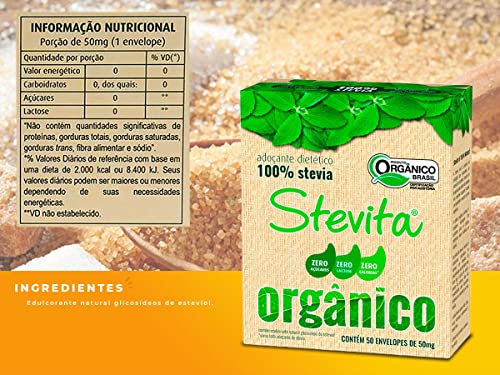 Kit 6 Adoçante Stevia Diatético Orgânico 50 sc Stevita 50mg