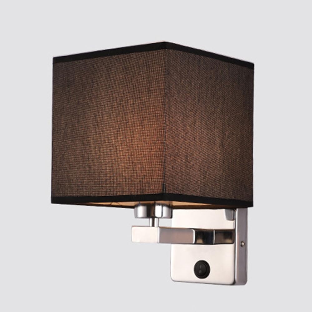 Pilanp Rustic Fabric Wall Sconces Chrome Metal Wall Sconce Fixtures with Linen Fabric Shade Bathroom Vanity Wall Lamps for Hallway Bedroom Living Room Bathroom Stairway