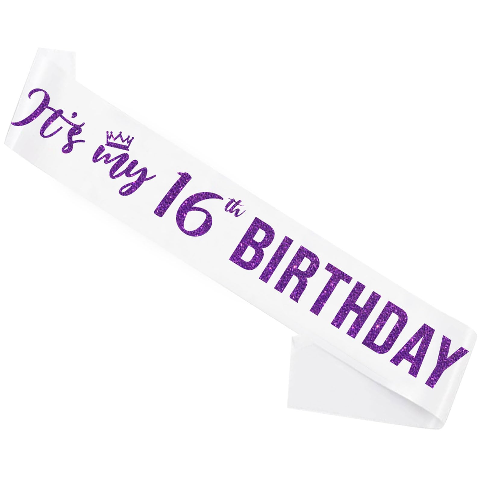 Sweet 16 Sash Purple,It’s My 16th Birthday Sash,16th Birthday Sash for Girls,Glitter Letter 16th Birthday Sash for Girls,Happy 16th Birthday Party