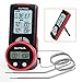 Produktbild AUTSCA Bratenthermometer Funk mit zwei Temperaturfühlern Sonden&Timer, LCD Display Sofortiges Auslesen, Grillthermometer Digital, Fleischthermometer Backofen mit Magnetrückwand für Grill, Ofen und BBQ