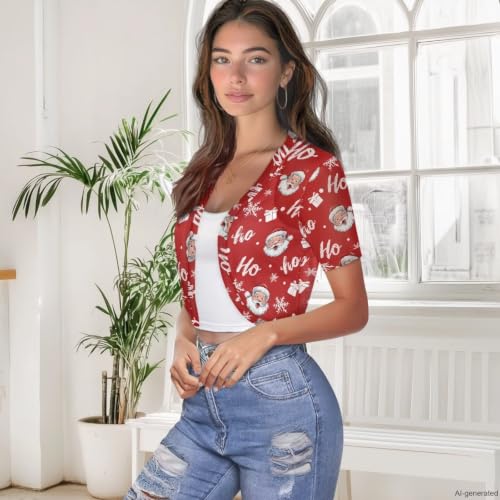 Image of Womens Short Sleeve Bolero Shrug Open Front Knit Cropped Cardigan Shoulder Cover for Dress Cute Casual Knit Cover Up
