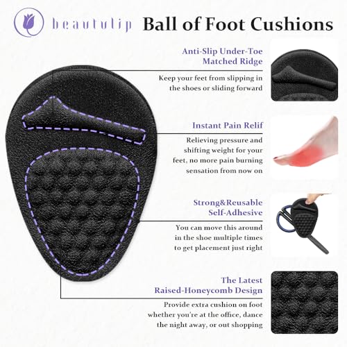 Image of Metatarsal Pads Women: Invisible Ball of Foot Cushions for Heels | Relieve foot pain & stop sliding! Our invisible, reusable heel cushions offer all-day comfort without adding bulk(2 Pairs)