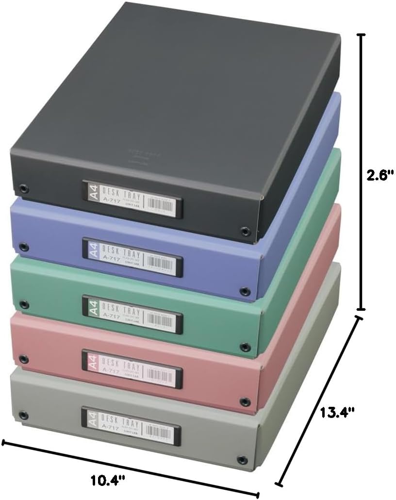 Lihit Lab A717 Desk Tray, Tool Box, Document Storage, A4, Pink