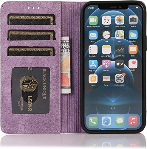 Coque portefeuille iPhone 14 Pro Max violette à rabat magnétique