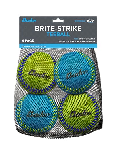 Baden | Brite Strike | Soft Sponge Rubber Baseball 4-Pack | Perfect for Beginner Youth Players Practice, Training & Fun Outdoors