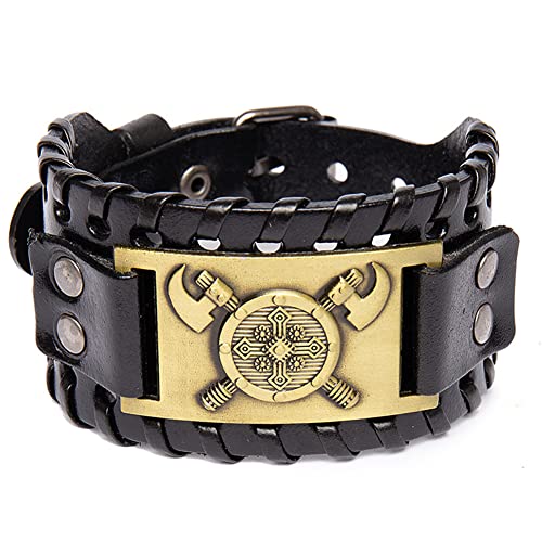 Bracelet Viking homme en cuir véritable : le cadeau talisman idéal avec hache d'Odin
