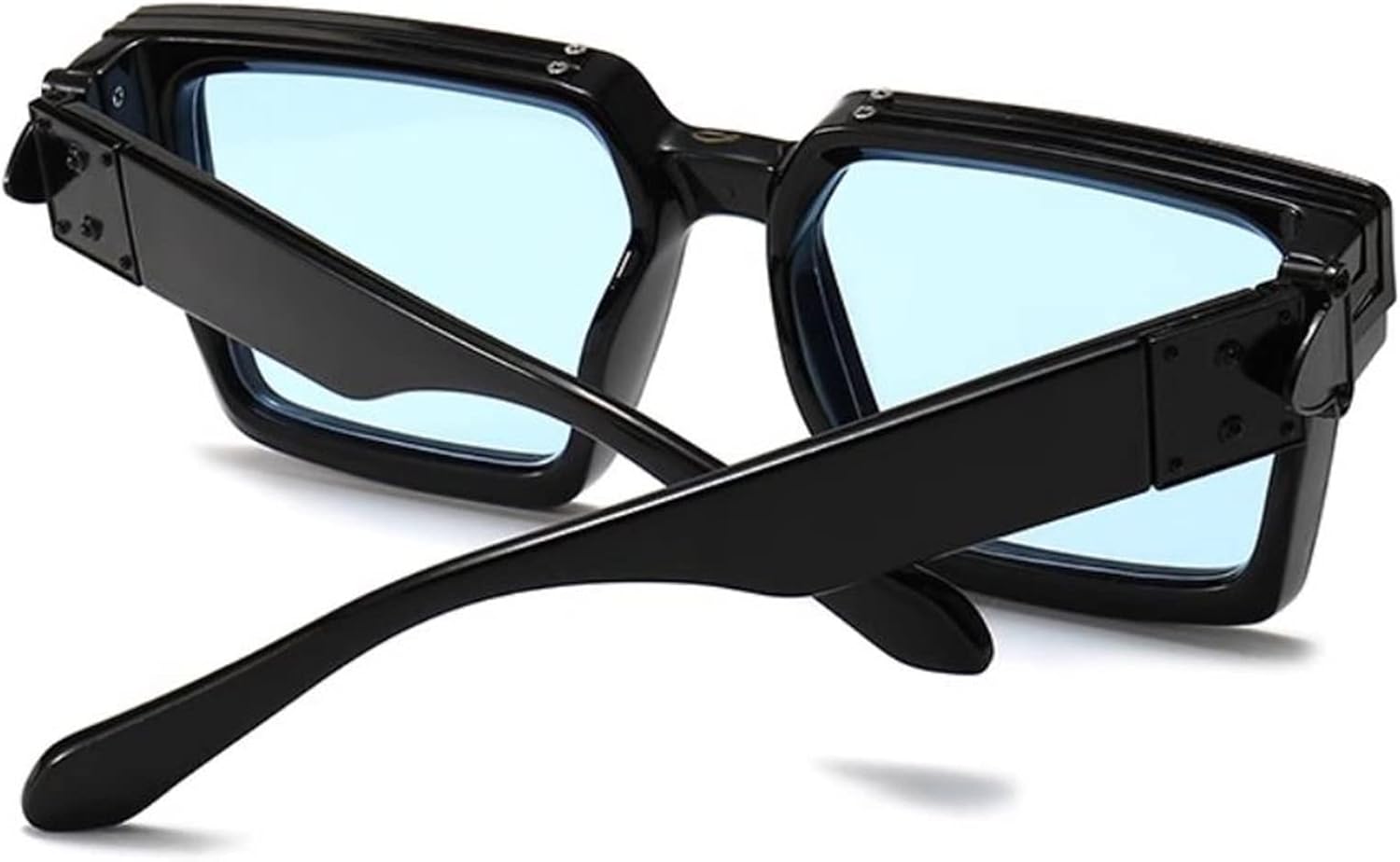 Sunglasses Futuristic Hip Cool Party Sunglasses Street Model Square Sunglasses(Black Green)