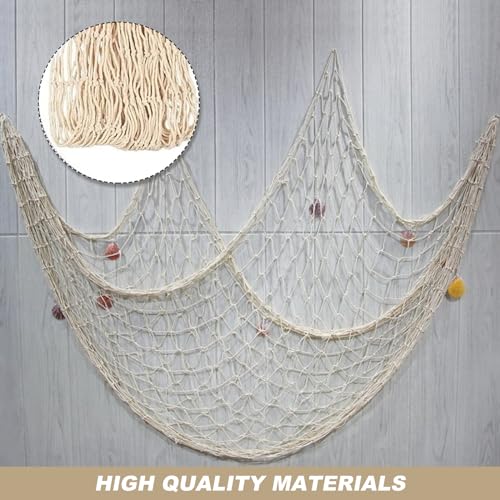 Filet de pêche décoratif avec coquillages, 2 x 1 m, filet de pêche décoratif nautique de style méditerranéen pour fête et maison – vue 4