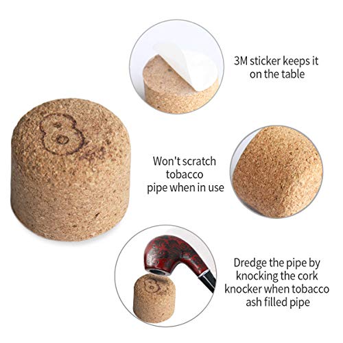 Joyoldelf Wooden Tobacco Smoking Pipe With 3-In-1 Pipe Scraper + 2 Cork Knockers + 10 Pipe Cleaners + 2 Metal Screen Percolator Leach Nets + 3 Packs Of 5 Pipe Screens + Pipe Holder #TOP6