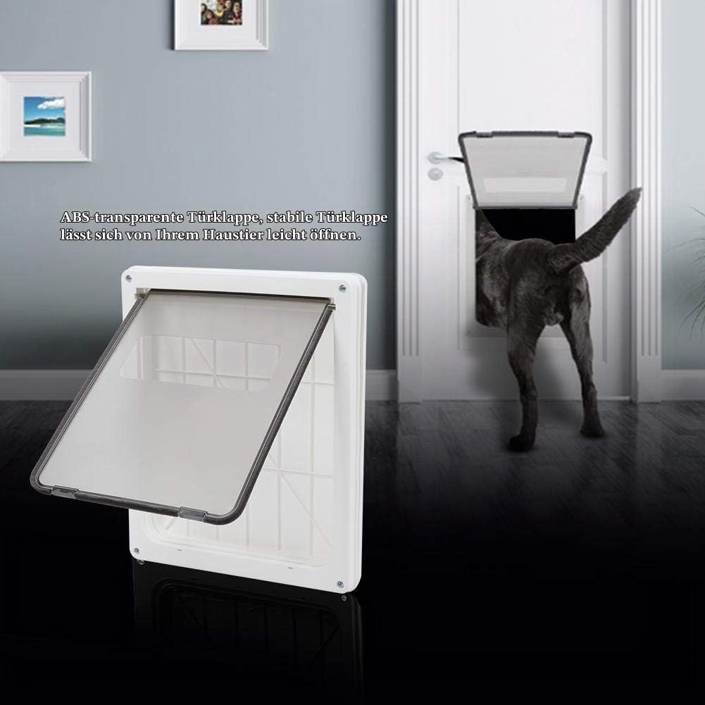WNSC Hundetür, frei große Größe Safe 43 × 36 × 5 cm Haustier Eingangstür für Wand(White)