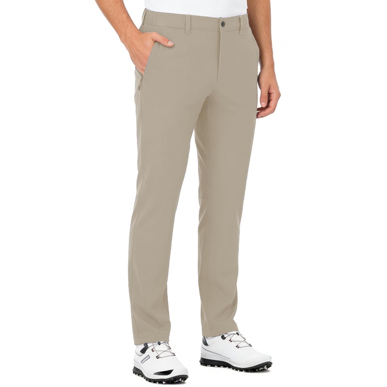 Spodnie golfowe męskie rozciągliwe spodnie chinosy outdoorowe lekkie spodnie sportowe o wąskim kroju z kieszeniami na zamek błyskawiczny oddychające wygodne spodnie robocze na co dzień do gry w golfa