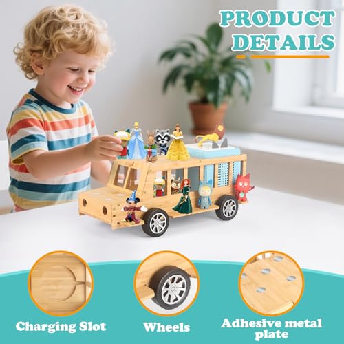 Image of Bus for TonieBox 1 /2Shelf Storage Holder for Tonies Figures, Car Organizer for Tony Box Display for 35 Tonie Characters(with 35Pcs DIY Magnetic Adhesive Metal Plate) for Children