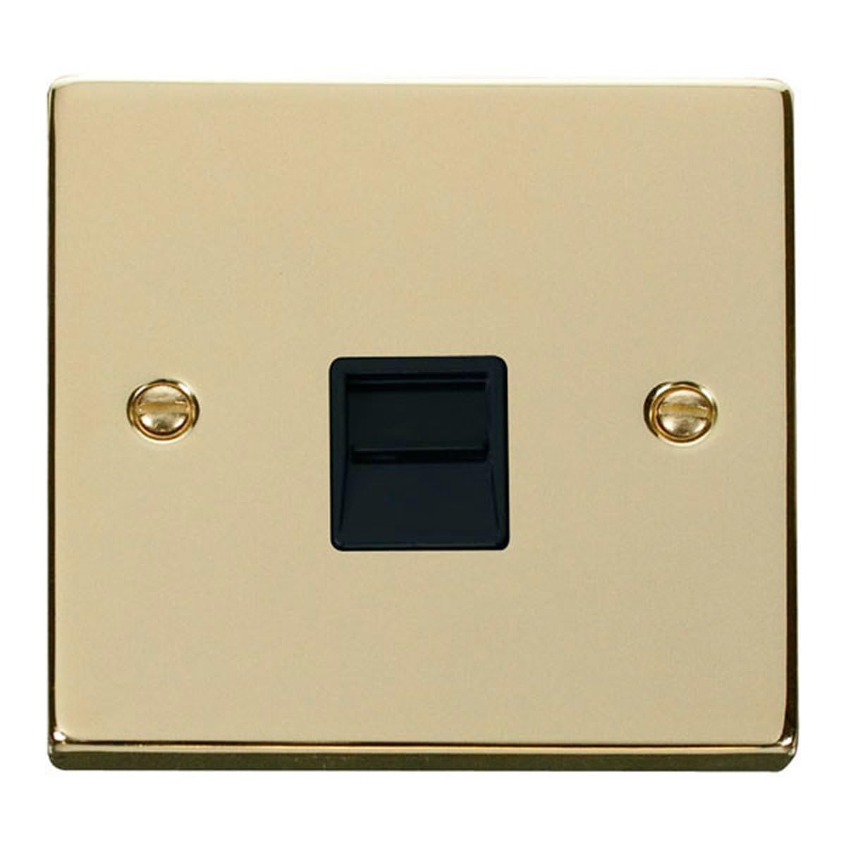 Click Polished Brass Master Telephone Single Socket - Black Insert